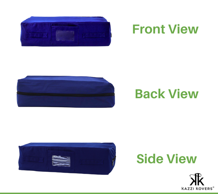 Different angle views of the Navy Blue Storage Bag | Kazzi Kovers