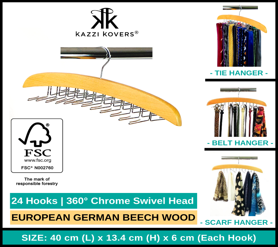 Tie Belt Scarf Wooden Hanger | FSC® Certified European Beech Wood