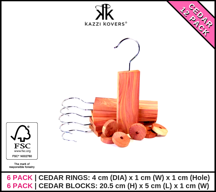 Kazzi Kovers Cedar Hanging Blocks and Cedar Rings | 12 Pack