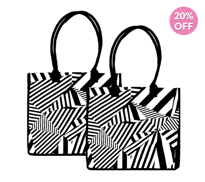 2PK Chevron print shopping bags | 100% Cotton