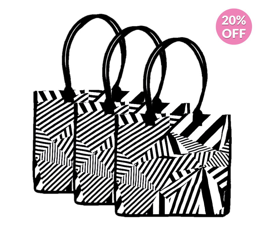 100% Cotton Shopping Tote Bags In Chevron Print