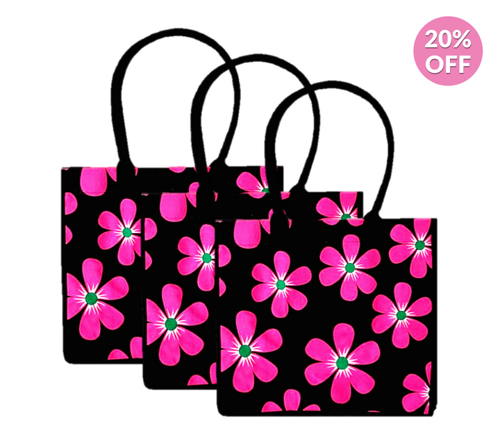 2PK Floral Shopping Tote Bags | 100% Cotton