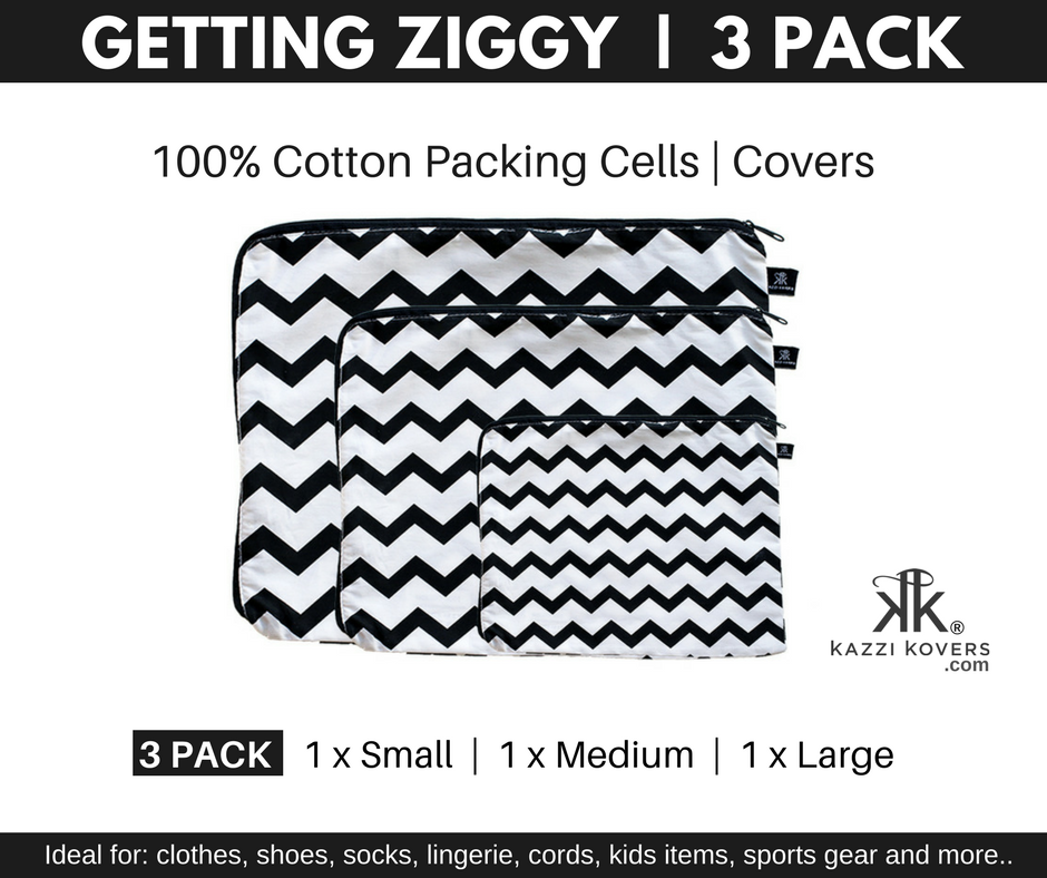 Zig Zag chevron print travel accessories bags | Small Medium Large Sizes