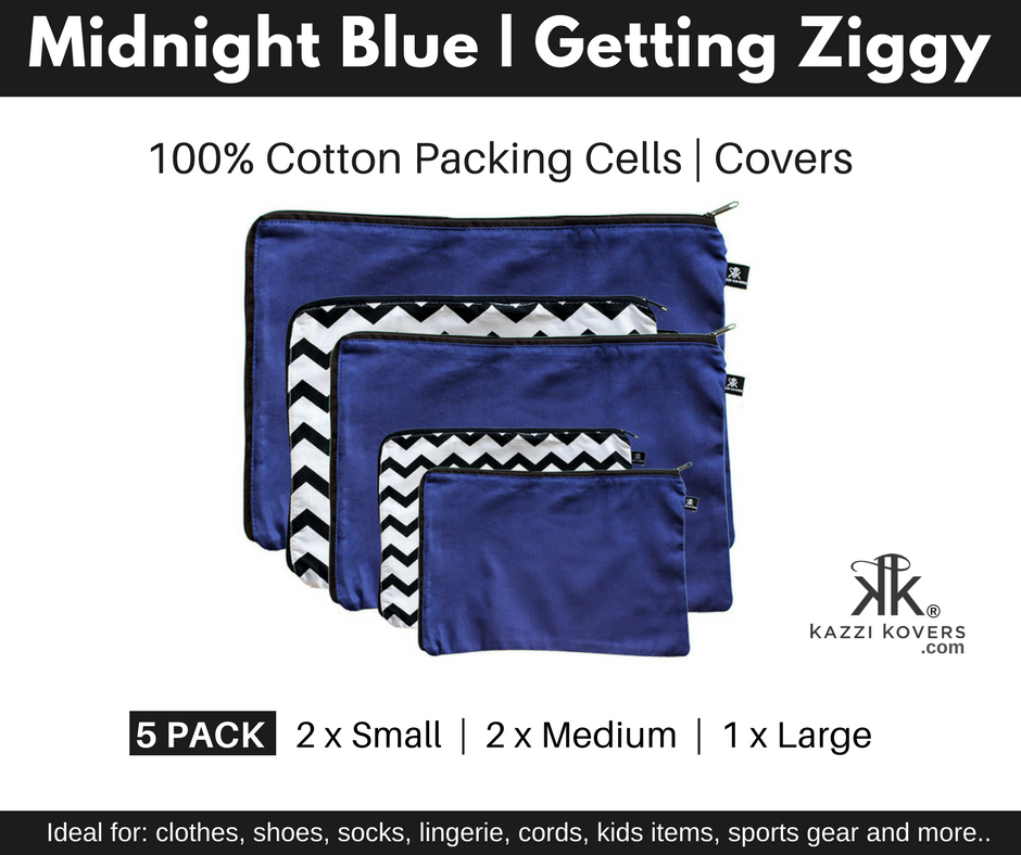 Blue and Chevron Packing Cells Covers | 5 pack