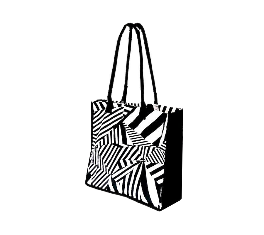 Gusset and side view of chevron printed bag