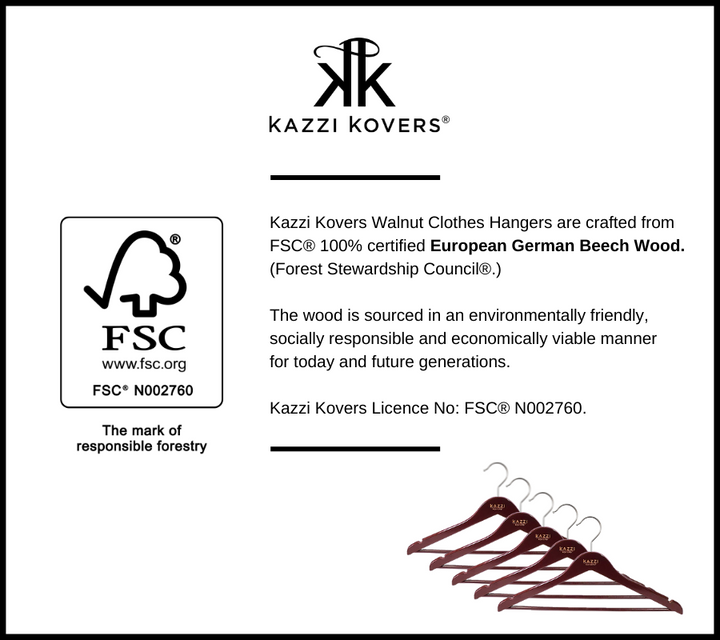 FSC® certified European beech wood clothes hangers | Kazzi Kovers