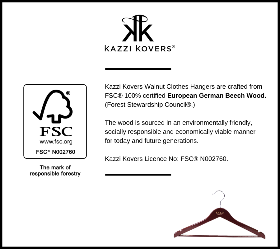 FSC® 100% certified walnut European Beech Wood Clothes Hanger | Kazzi Kovers