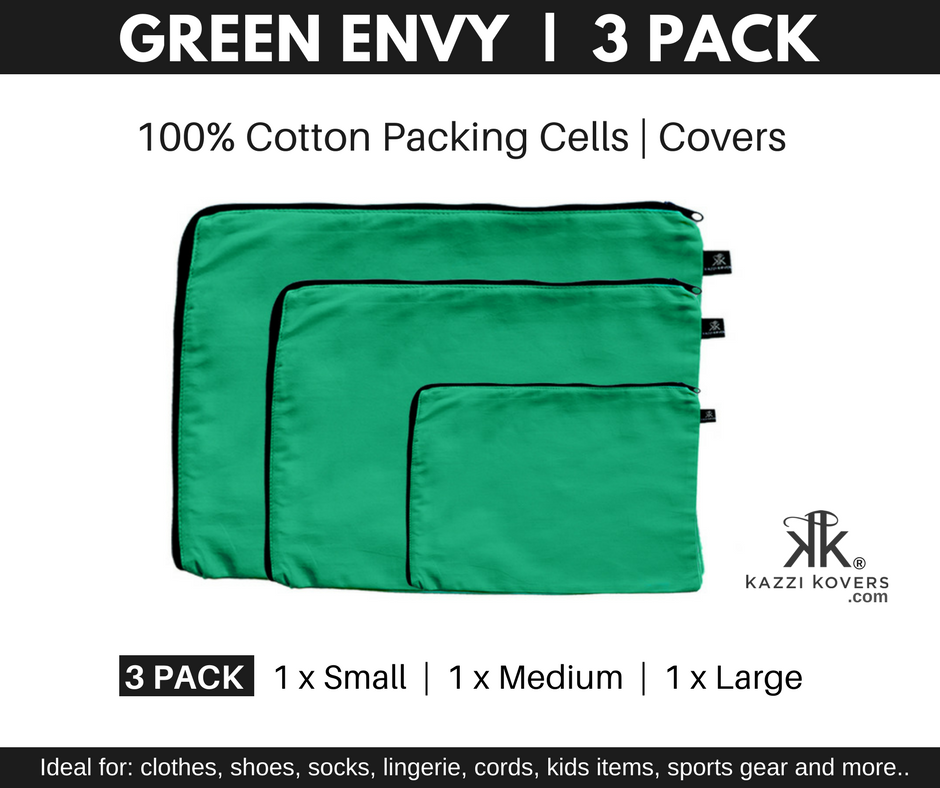 Green Envy 100% Cotton Bags in small, medium and large sizes | 3 Pack Combo