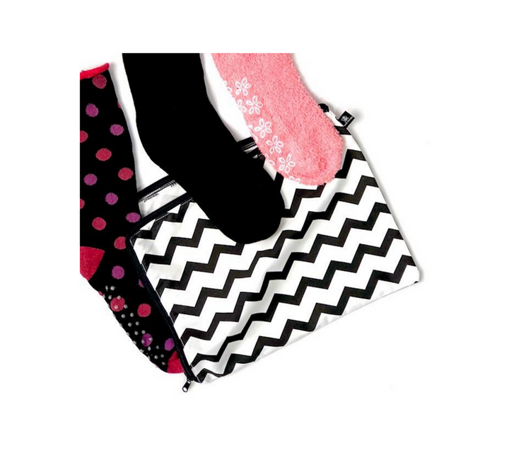 Storage bag for socks in chevron print