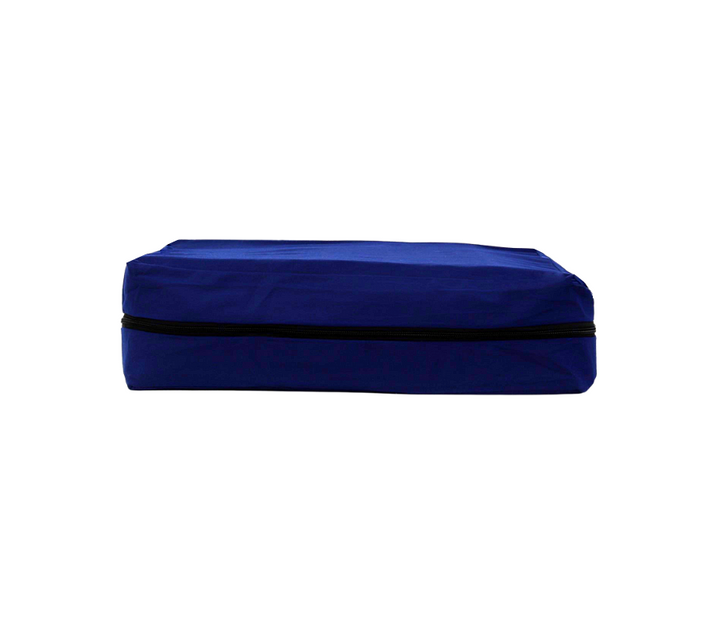 Navy blue storage bag | Back view with black zipper