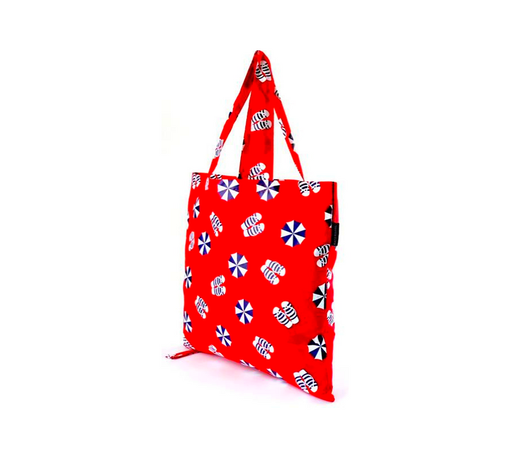 Side view of foldable bag in Beach Print