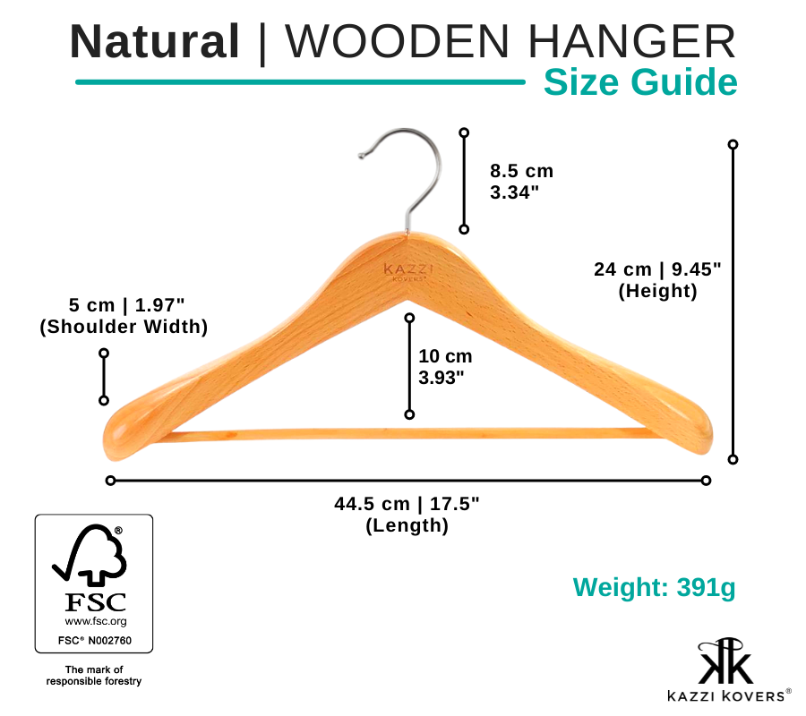 Suit Dress Jacket Wooden Hanger | Size Guide