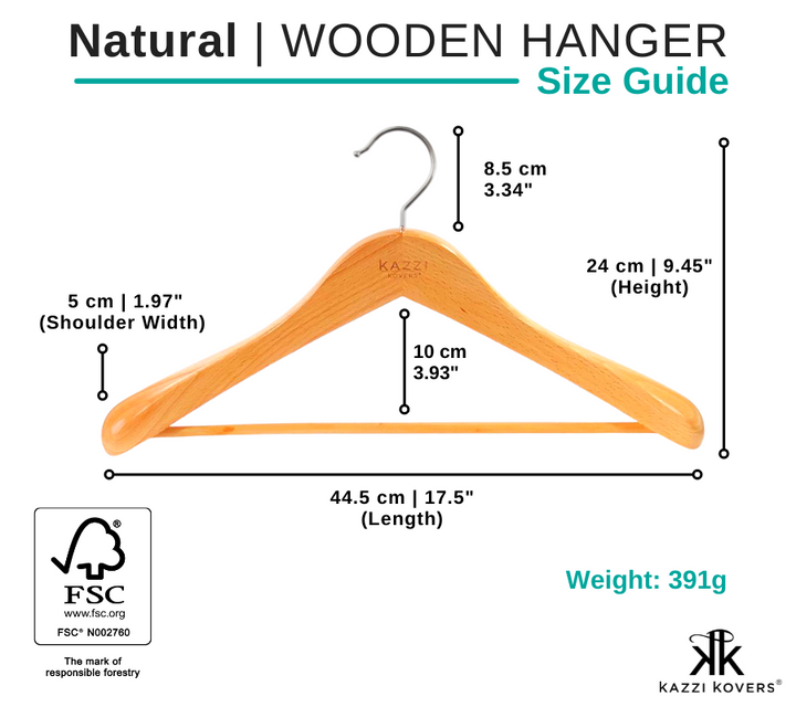 Suit Dress Jacket Wooden Hanger | Size Guide