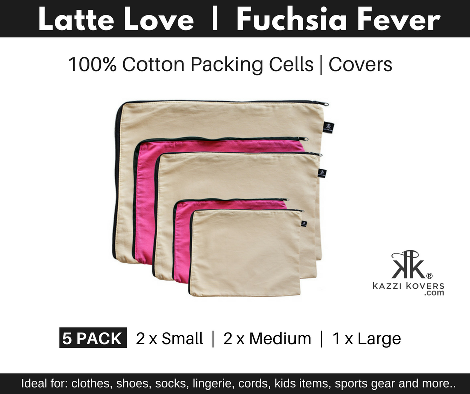 Fuchsia Pink and Latte Love packing cells and cotton covers