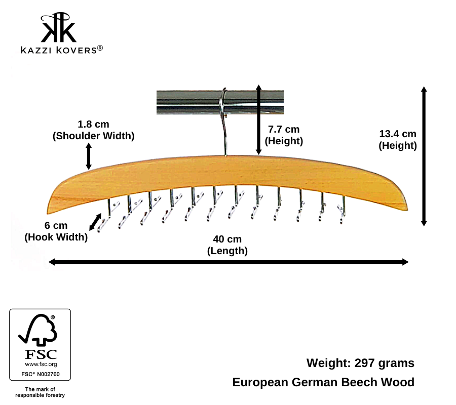 Tie Belt Scarf Hanger | Size Chart