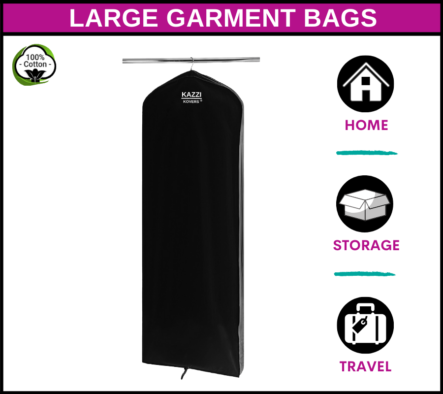 Stylish 100% Cotton Black Garment Bag