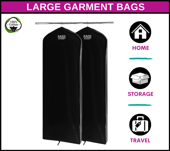 Black Garment Bags for home, storage and travel