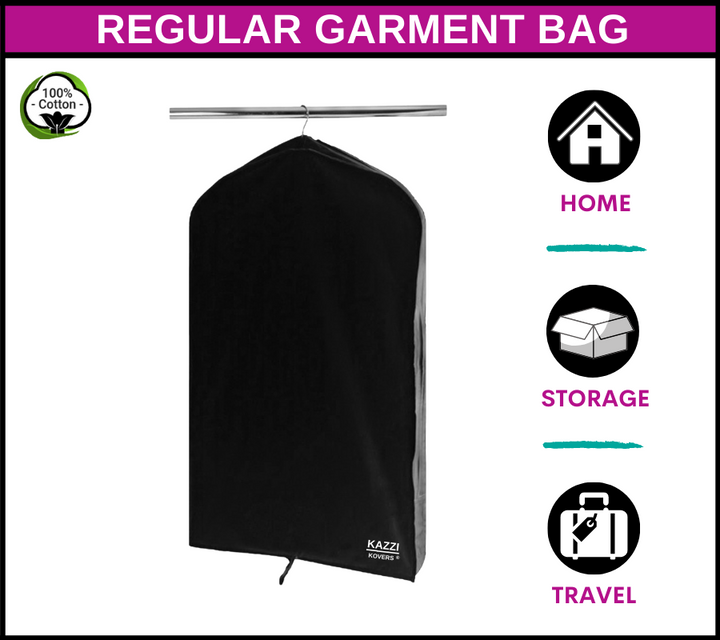 Black garment bag for home, storage, and travel purposes