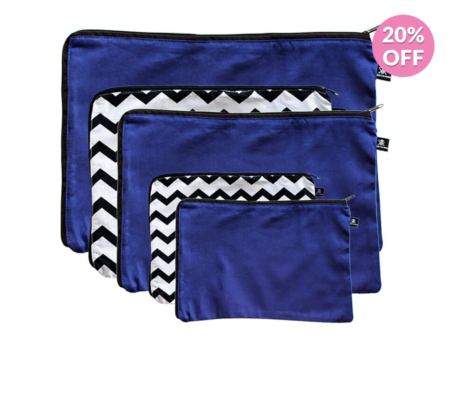 5PK Blue and Chevron Print Cotton Packing Cells