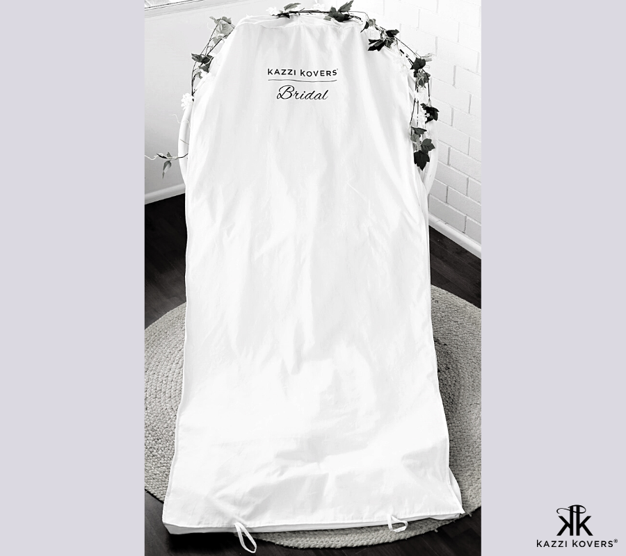 Kazzi Kovers exclusive bridal cover bag is fully enclosed to protect the dress that will last a lifetime | 100% Cotton