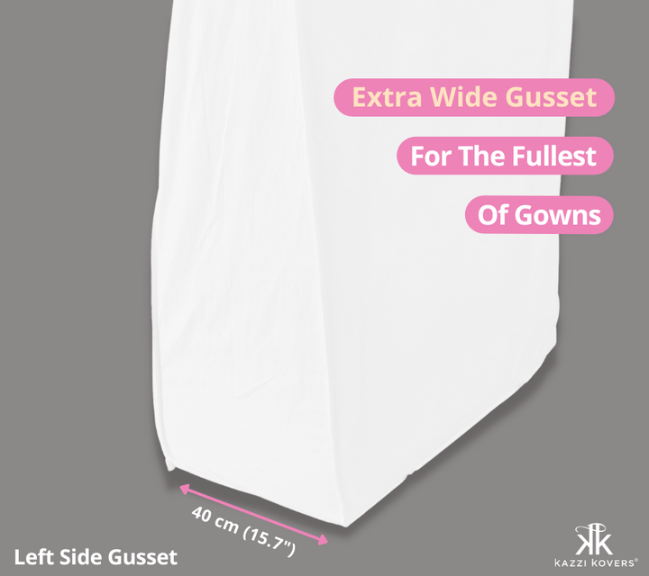 Extra wide left side gusset - 40cm / 15.7" - for robust wedding dress with a train, layers, and fuller skirts