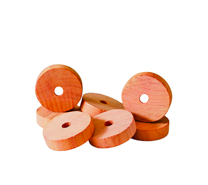 6 Pack | Safe, natural cedar wood rings