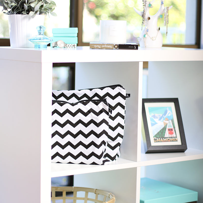 Chevron black and white print dust bags