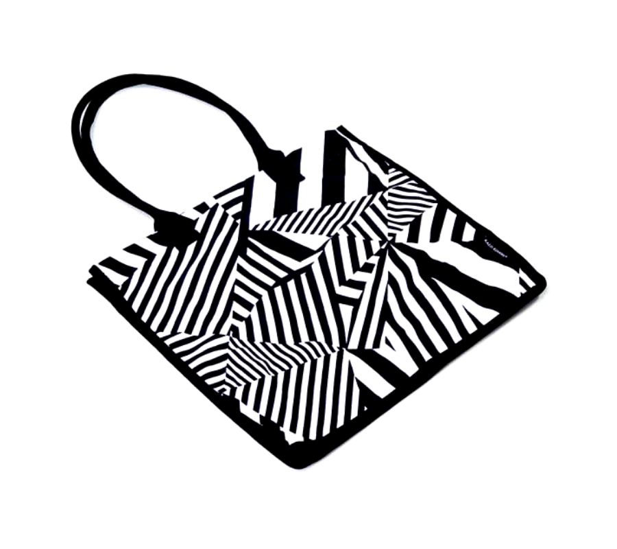 Black and white chevron tote bag