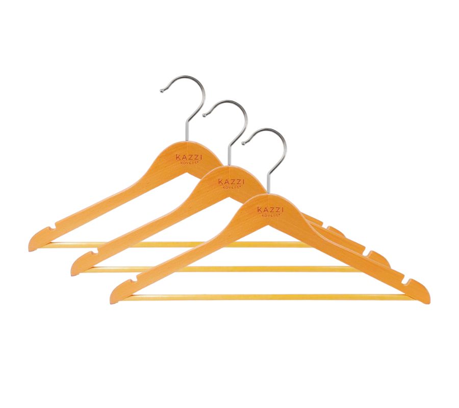 European Beech Wood Clothing Hangers | 3 Pack