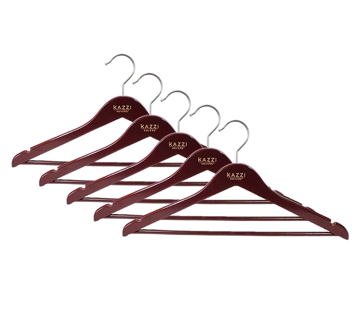 Walnut European Beech Wood Clothes Hangers | 5 Pack