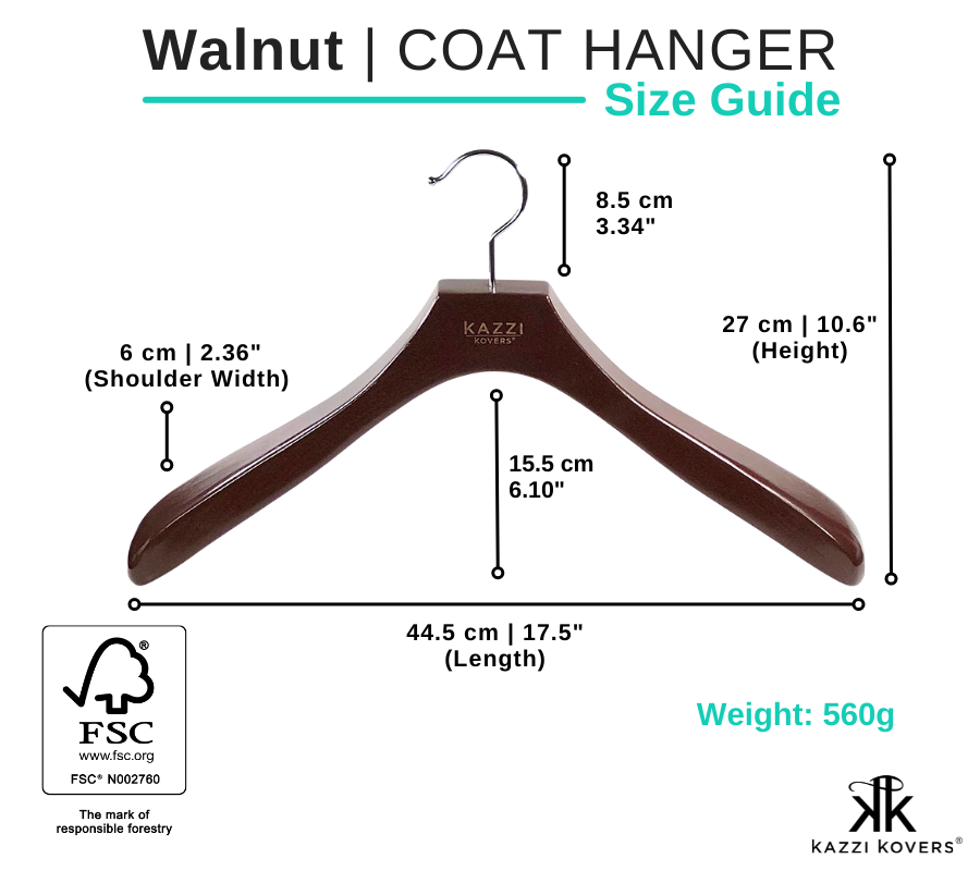 Walnut COAT Hanger Size Guide | Kazzi Kovers