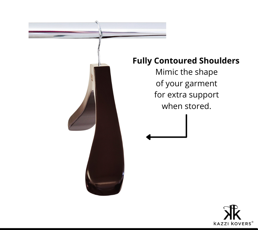 Coat hanger with defined contoured shoulders for garment support