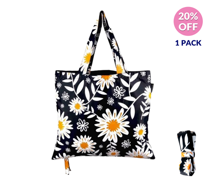 1PK Daisy print foldable shopping tote bags