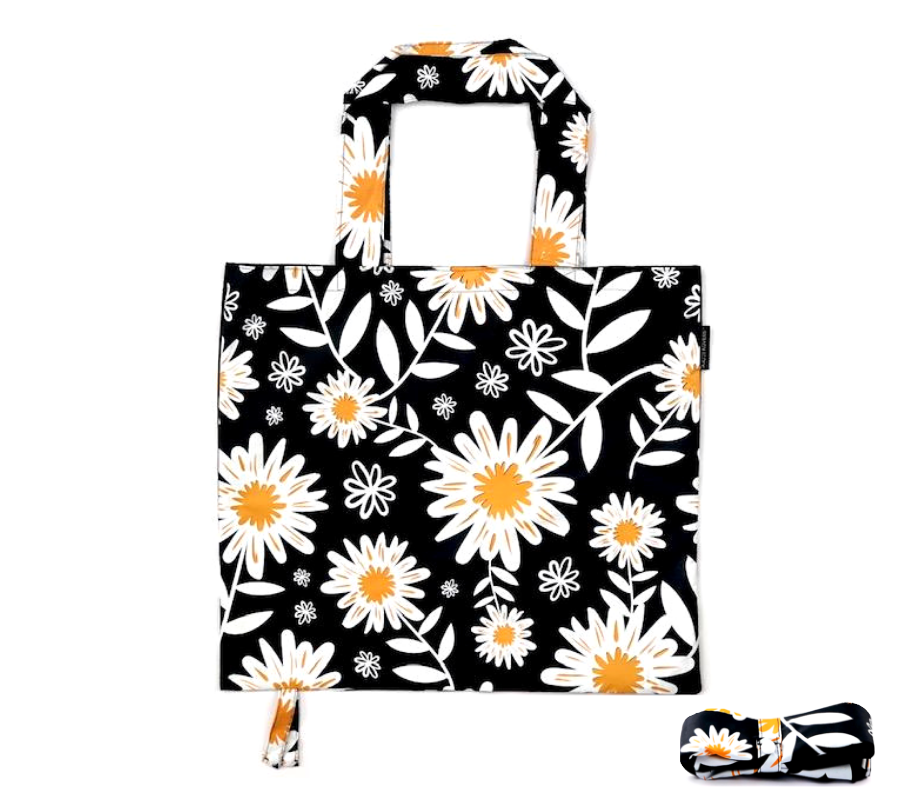 Foldable Reusable Shopping Bag | 1 x Daisy Print