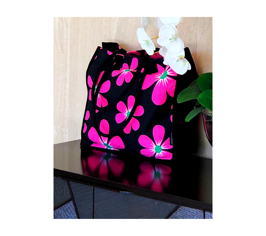 Floral print shopping bag