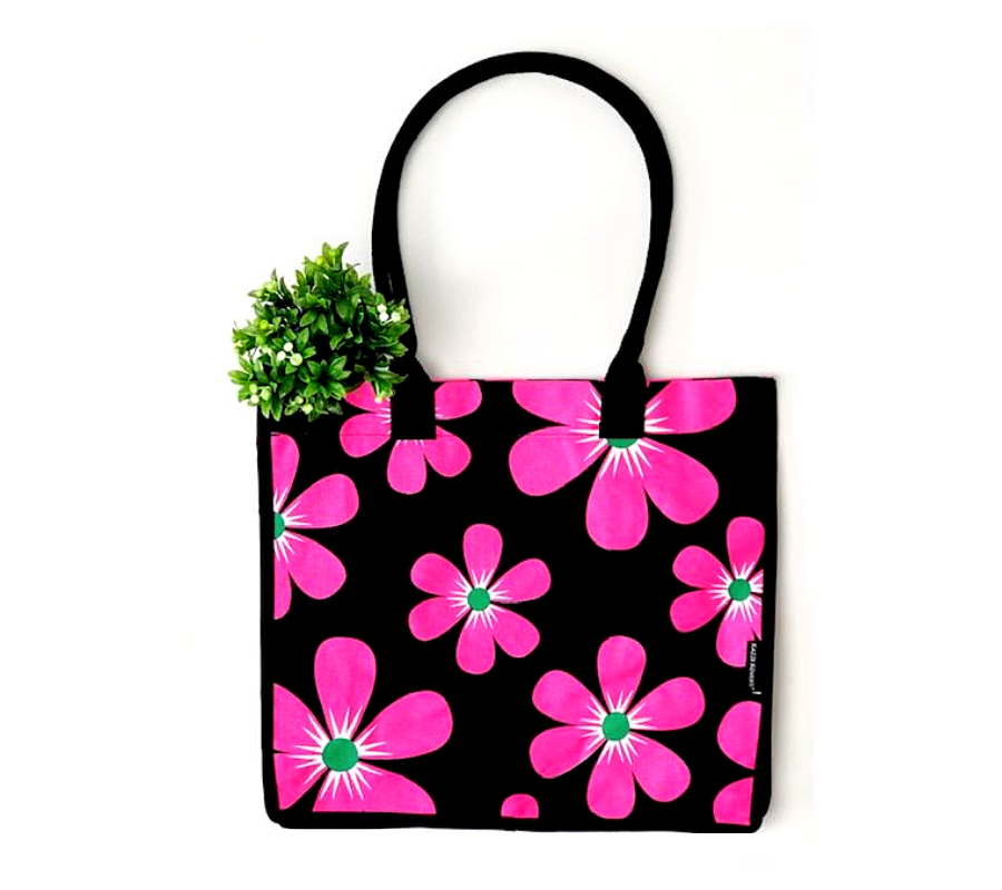 Eco friendly shopping bags in fun floral print