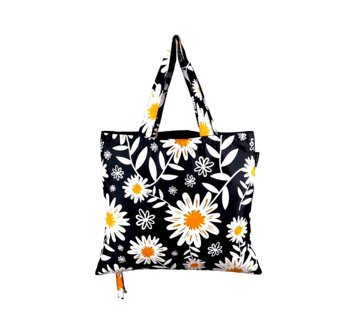 Foldable Tote Bags For Shopping | Floral Daisy Print 