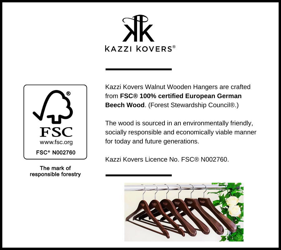 FSC® 100% certified Walnut German beech wood hangers | Kazzi Kovers