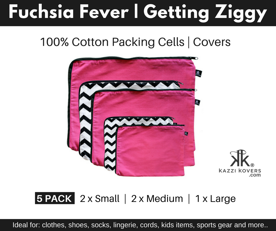 5 Pack | Fuchsia Fever and Getting Ziggy (chevron print) Packing Cells 