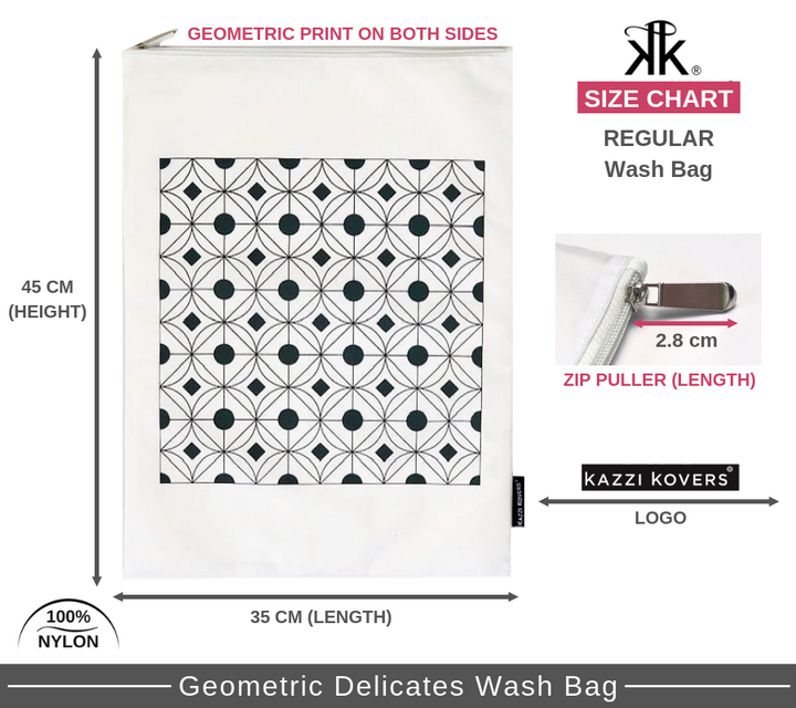 Geometric Wash Bag Size Chart | Kazzi Kovers