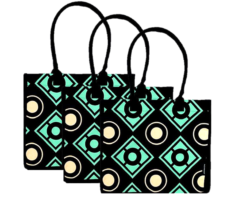 3 Pack Bold Geometric Shopping Bags 