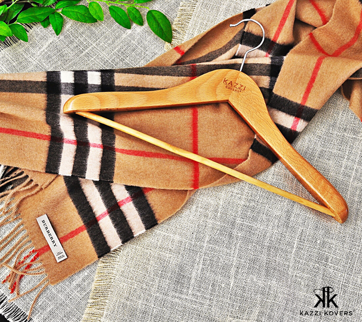 Burberry scarf with Kazzi Kovers solid wood hanger