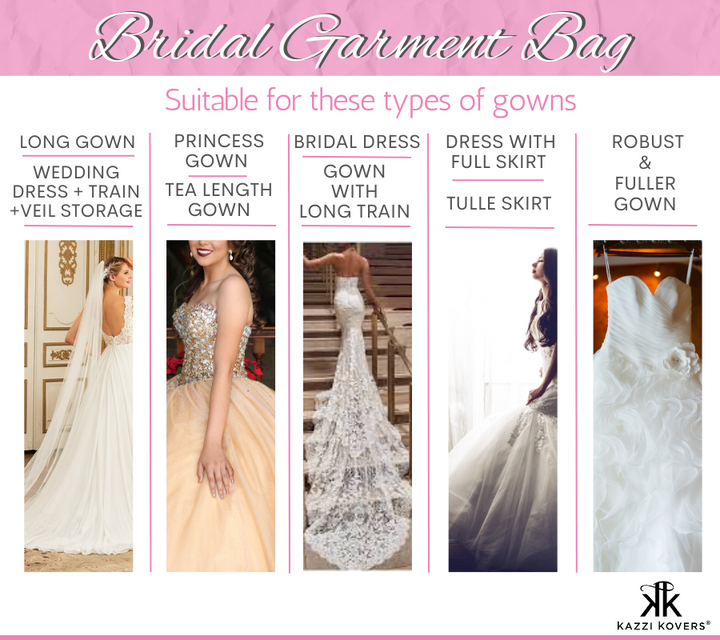 Suitable styles and gowns for the Kazzi Kovers Bridal Garment Bag 