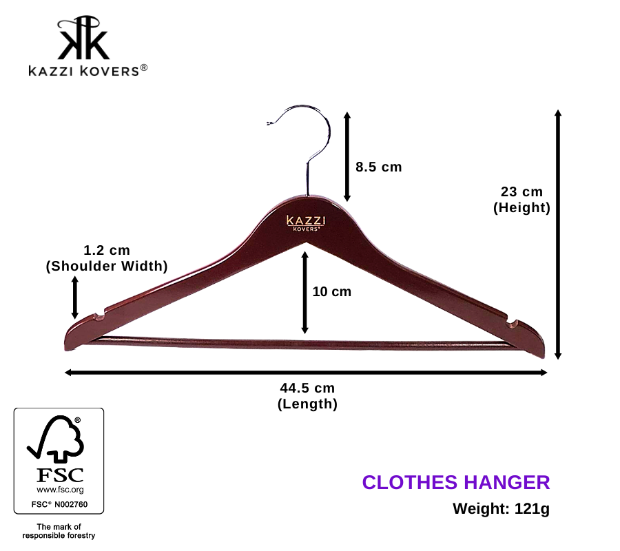 Walnut CLOTHES Hanger | Size Guide