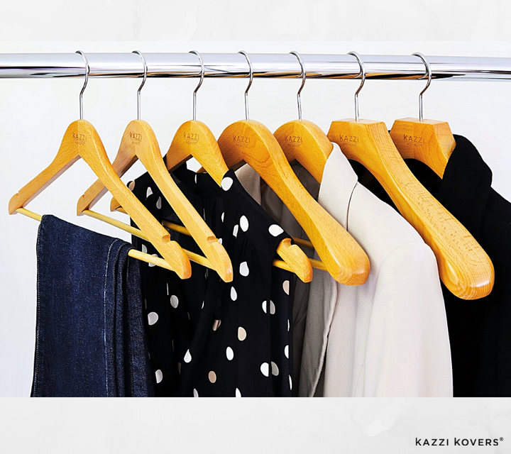 Various size garments displayed on the correct size hangers