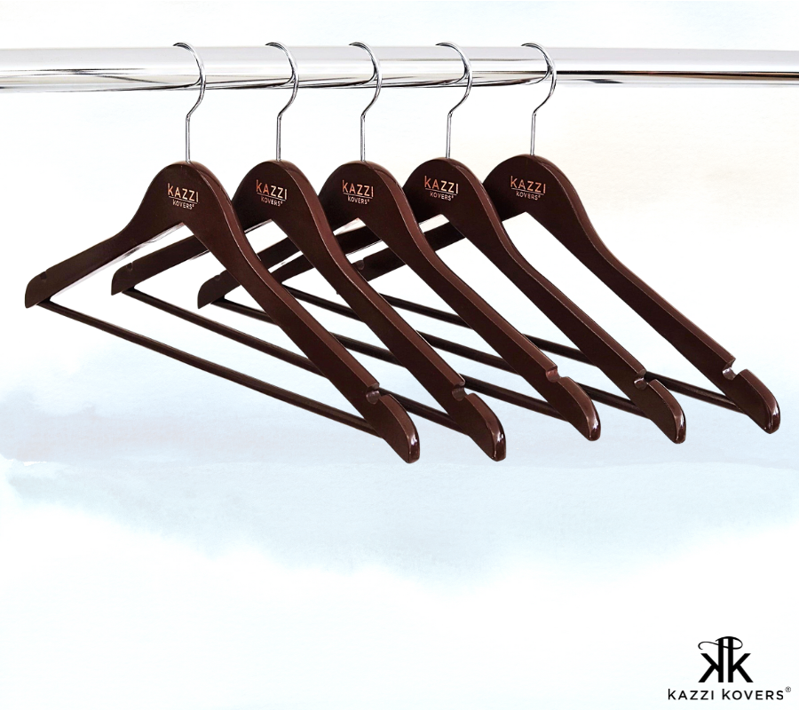 Kazzi Kovers clothes hangers in walnut colour