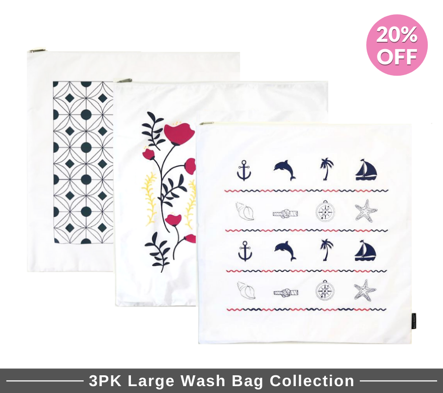 3 Pack Large Wash Bag Collection | 100% Nylon