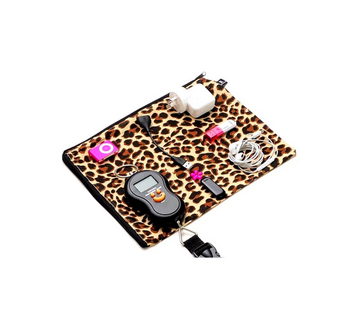 Leopard print travel accessories for travel. For cords, electronics and accessories