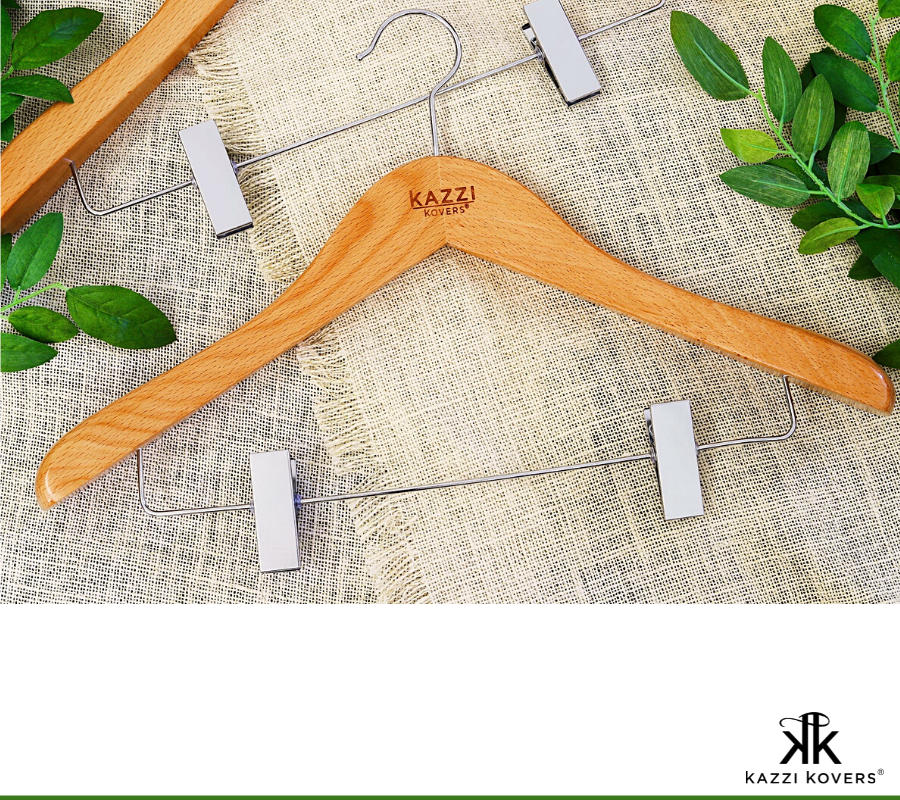 Natural wood grain wooden clip hangers