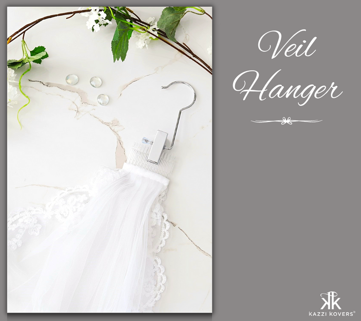 Chrome veil hanger to clip and store your bridal veil